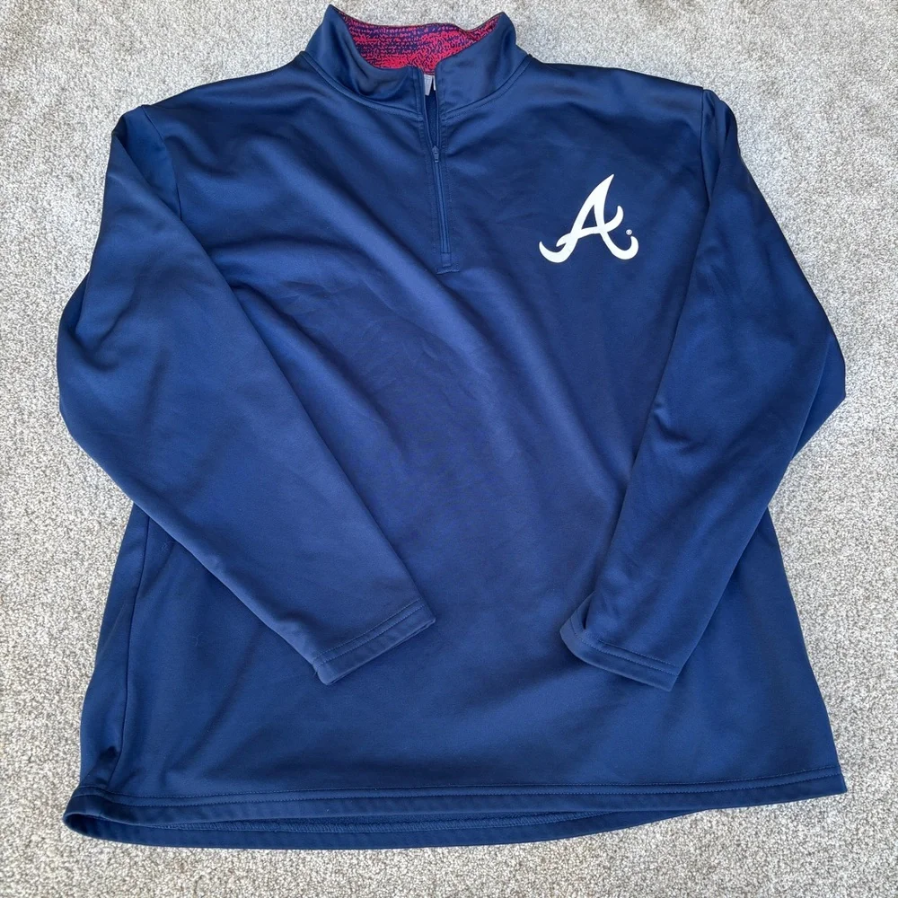 Atlanta Braves MLB Genuine Merchandise Men's XL Blue 1/4 Zip Long Sleeve - Picture 1 of 8
